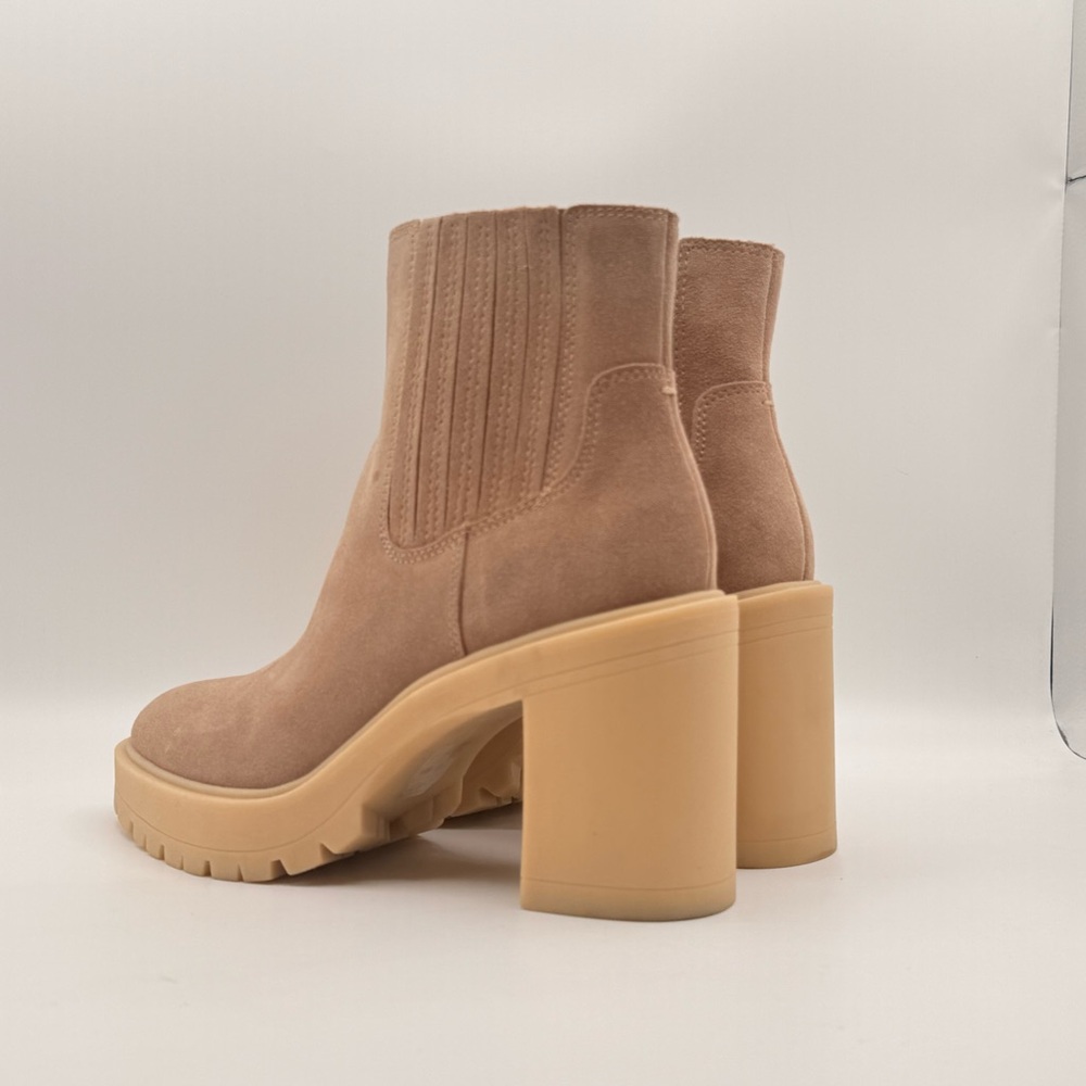 Dolce Vita Tan Suede Platform Ankle Booties Chunky Heel Lug Sole Womens Size 8.5 - Picture 2 of 14